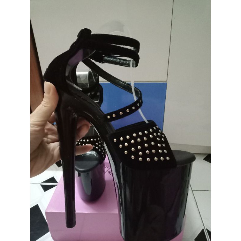 (20cm)Siêu Phẩm Giày Cao Gót, Giày Catwalk,Sự Kiện Quai Nhung Đính Đá Sang Trọng.