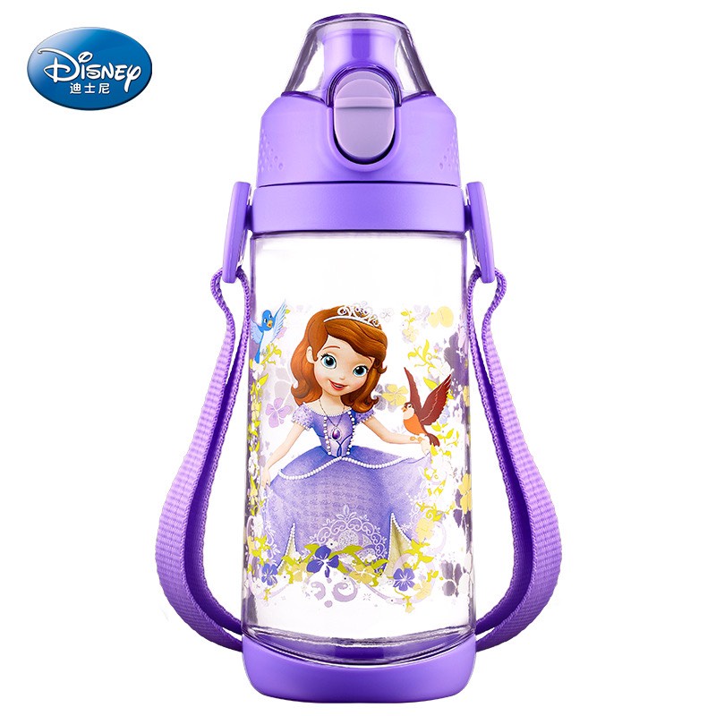 Bình nước thể thao cho bé thiết kế nhấn nút in hình hoạt hình Disney dung tích 600ml