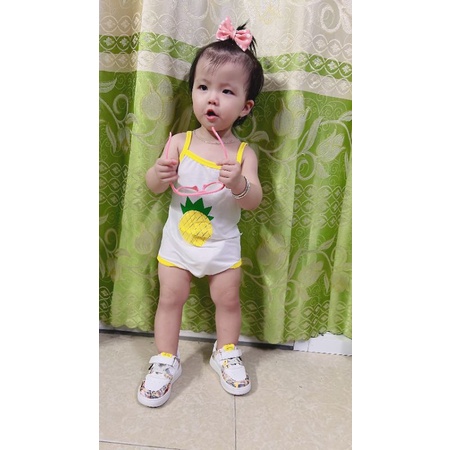 Bodysuit hai dây thoáng mát cho bé gái có nút bấm