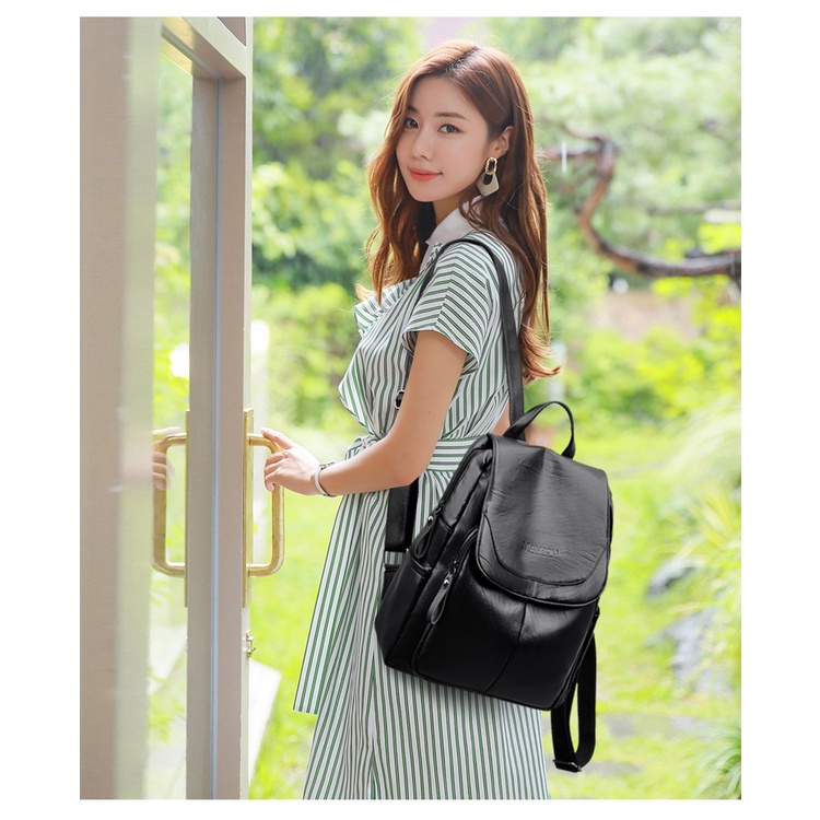 Balo Da Mềm Cỡ Lớn Dễ Phối Đồ Thời Trang Hàn Quốc Cho Nữ