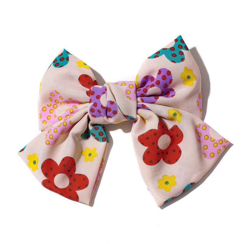 Kẹp Tóc Nơ In Họa Tiết Hoa Xinh Xắn Thời Trang Cho Nữ