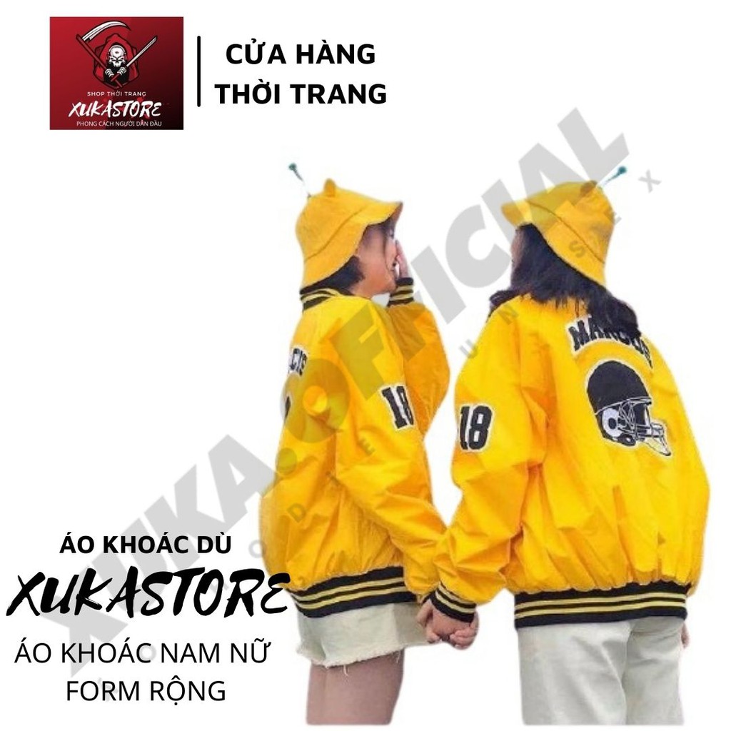 Áo Khoác Dù BOMBER MAR.CUS XUKA SHOP Dành Cho Nam/Nữ Mẫu Đen Viền Vàng Unisex | BigBuy360 - bigbuy360.vn