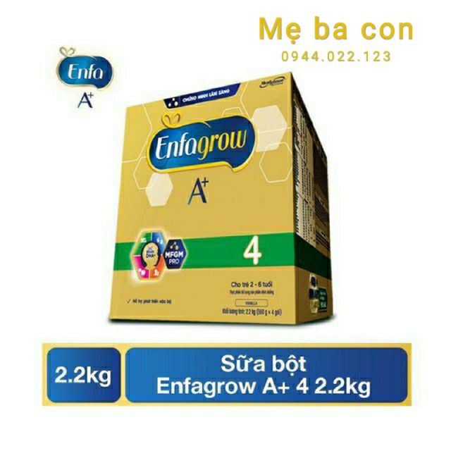 (Hsd 27/9/2022) Sữa bột Enfa A+ số 4 hộp giấy 2.2kg cho bé 2-6 tuổi (Enfagrow A+)