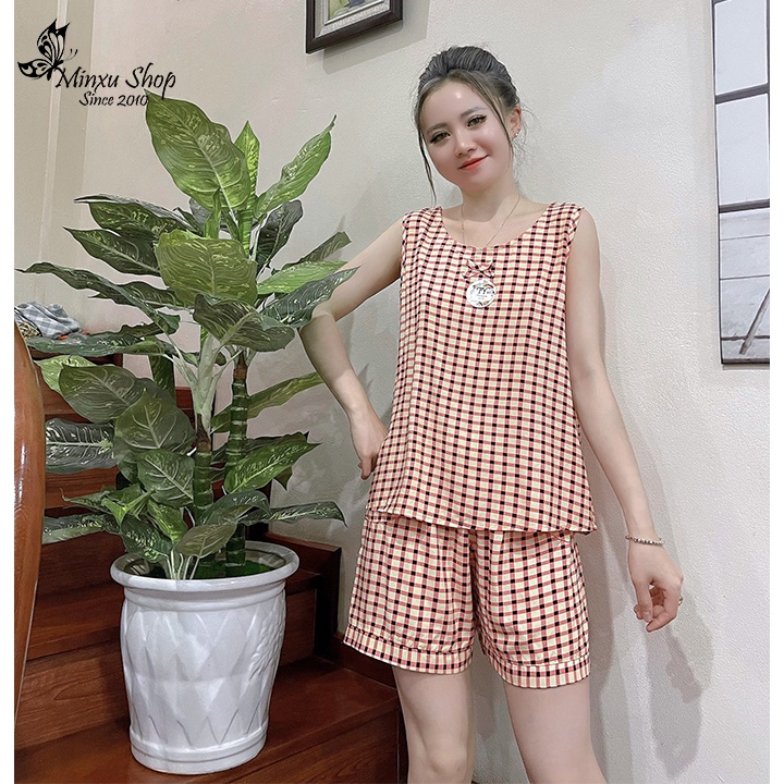 Bộ Ngủ Sát Nách, Bộ Mặc Nhà Quần Đùi Vải Lanh Cao Cấp, Màu Đẹp, Phong Cách Trẻ Trung, Cá Tính Minxu Shop Mã D70