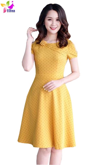 Đầm xoè chấm bi hoa mí cổ DVCC86 | BigBuy360 - bigbuy360.vn