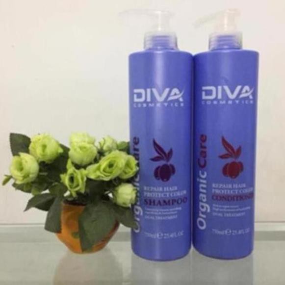 Bộ Dầu Gội Xả Diva Xanh Cosmetics Organic Care 750ml