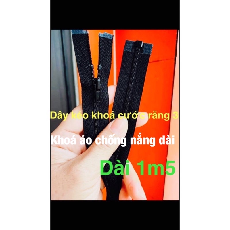dây kéo khoá cước răng 3 dài 1m5 thay khoá áo chống nắng,ga,chăn