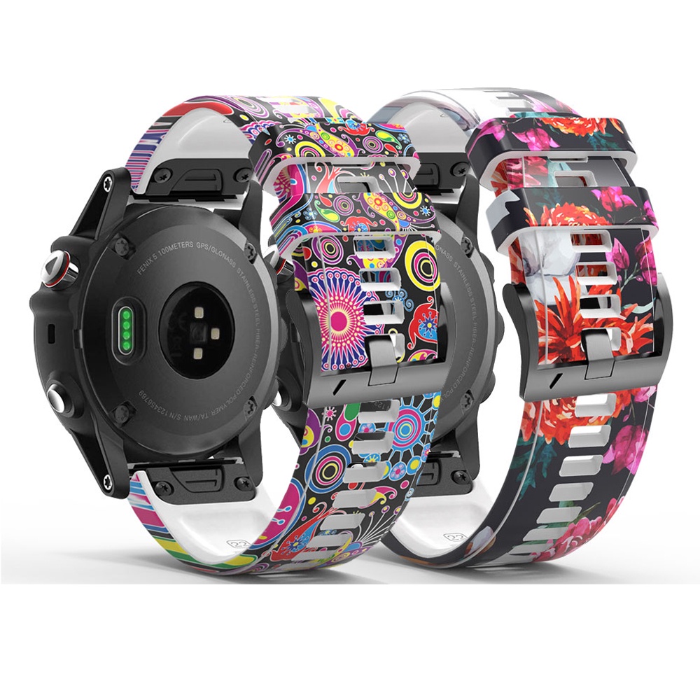 Dây Đeo Cao Su Họa Tiết Rằn Ri 26mm 22mm Cho Đồng Hồ Garmin Epix Fenix 7X 7