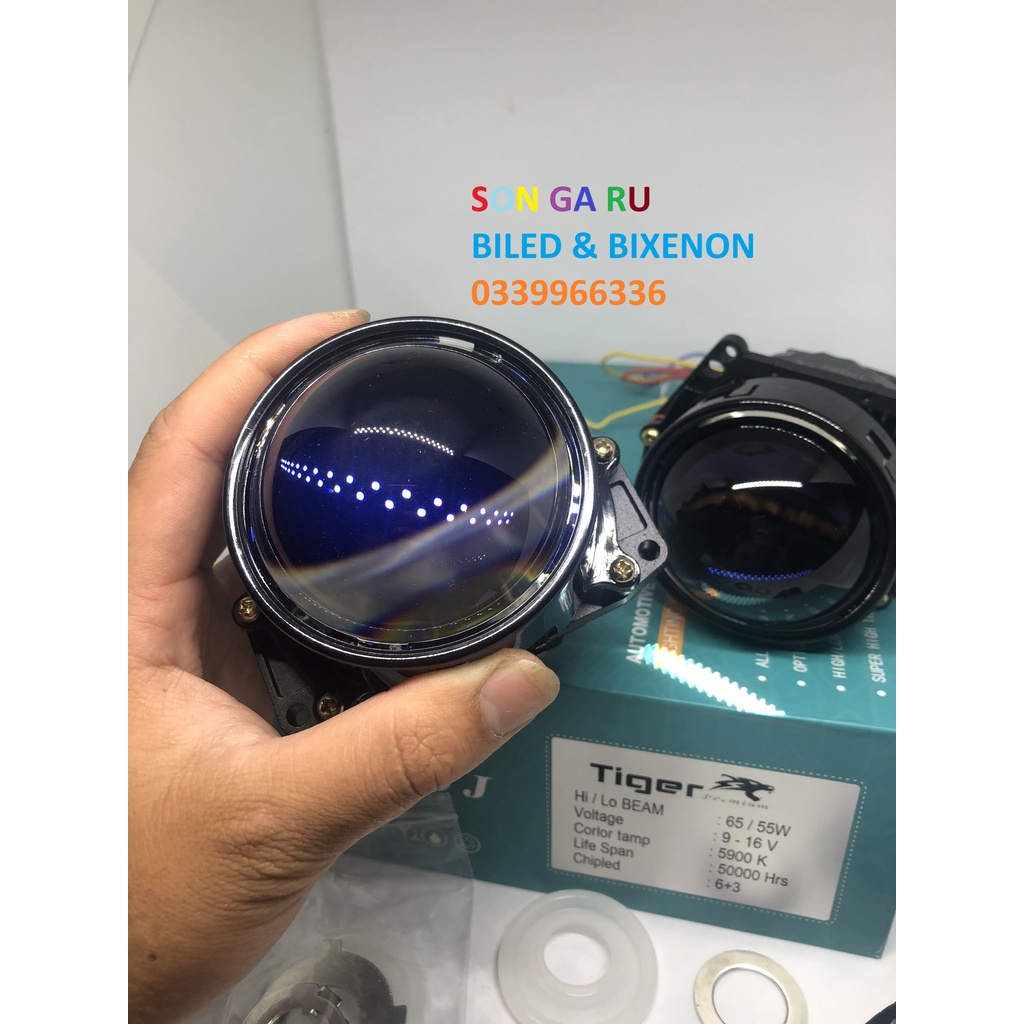 Đèn Bi led Lens Xạnh TIGER PREMIUM đui xoáy H4 H7 H11