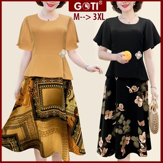 GOTI - ĐẦM DÁNG DÀI TUỔI TRUNG NIÊN KIỂU ĐẦM DỰ TIỆC TRUNG NIÊN DÁNG XÒE CAO CẤP CỘT NƠ EO - ĐẦM TRUNG NIÊN 3328 3330