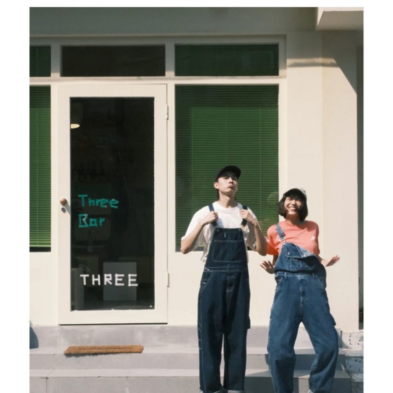 Quần Yếm denim Dáng Rộng Phong Cách retro Nhật Bản Cho Nam