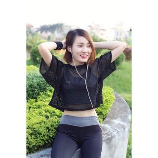 Nơi bán áo thun lưới tập gym, yoga cho nữ người mập giá rẻ