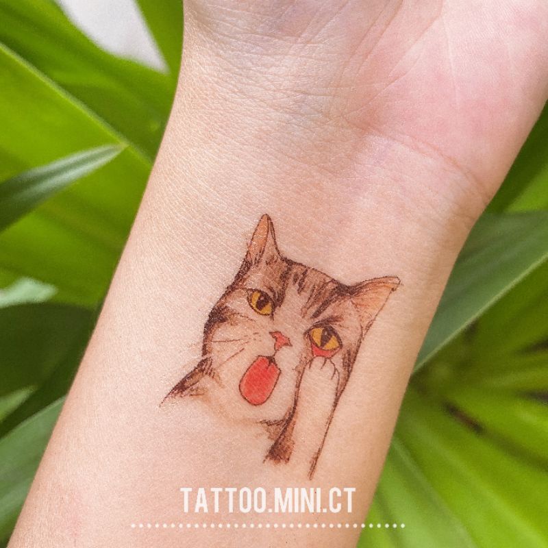 Hình xăm tatoo mèo munchkin sorry - mèo lêu lêu - sorry h19