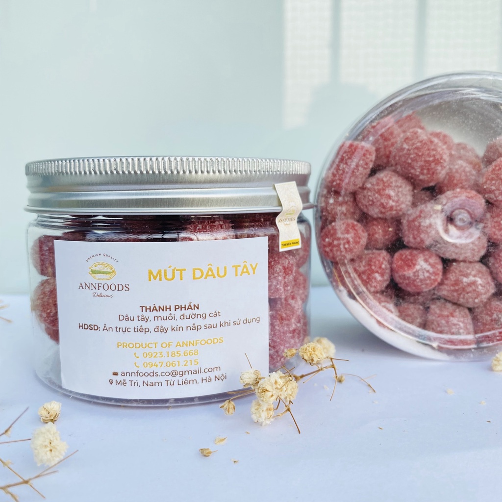 Mứt Dâu Tây Đà Lạt Mứt Dâu Tây Nguyên Quả Sấy Dẻo Nhà Làm Vừa Đường Ăn Không Sợ Béo  - Annfoods