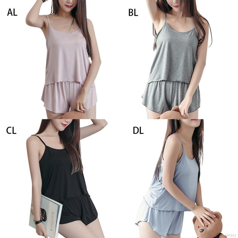 Set Đồ Ngủ Ngắn Vải Lụa Xinh Xắn Dành Cho Nữ