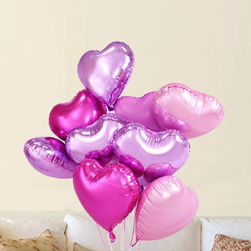 Set 5 Bong Bóng Lá Nhôm Hình Trái Tim 18&quot; Màu Trắng/Vàng Hồng Trang Trí Tiệc Sinh Nhật/Lễ Tình Nhân