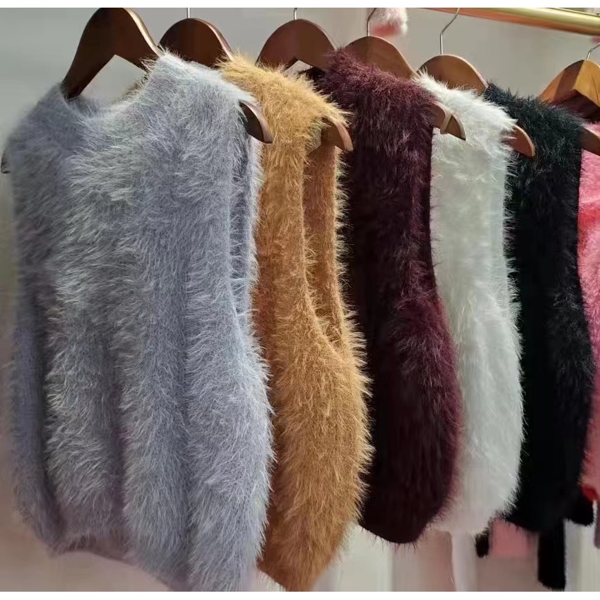 Áo Sát Nách Cổ Tròn Phối Lông Thời Trang Mùa Hè Quyến Rũ Cho Nữ