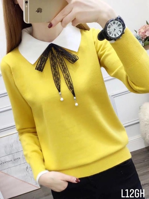 💋FREESHIP💋Áo len siêu phẩm cổ Đức nơ ren đính Ngọc vừa đẹp.Hàng qc l1 | BigBuy360 - bigbuy360.vn