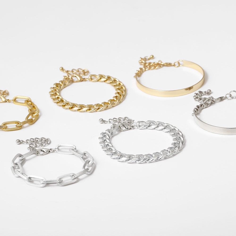 Vòng Tay Kim Loại Kiểu Dây Xích Phong Cách Hiphop