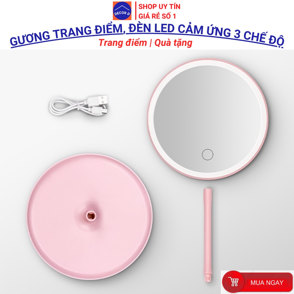 Gương để bàn trang điểm Hàn Quốc phấn mirror đèn Led decor phòng xinh xắn dễ thương