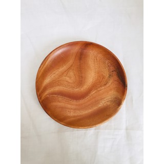 Dĩa tròn gỗ xà cừ thanh tú 22cm