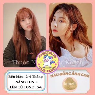 Thuốc Nhuộm Tóc Nâu Đồng Ánh Cam Tặng Oxy Trợ Nhuộm Găng Tay Mũ Chùm Kenzii Lên Từ Tone Nâu 5 - 6