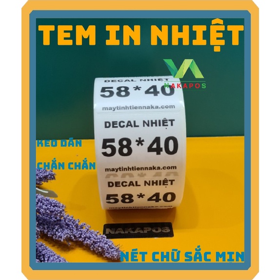 [COMBO 10 CUỘN] Tem nhiệt in mã vạch 58x40 mm cân điện tử siêu thị 5.8x4 cm trà sữa, in nhãn, in giá rau củ thịt