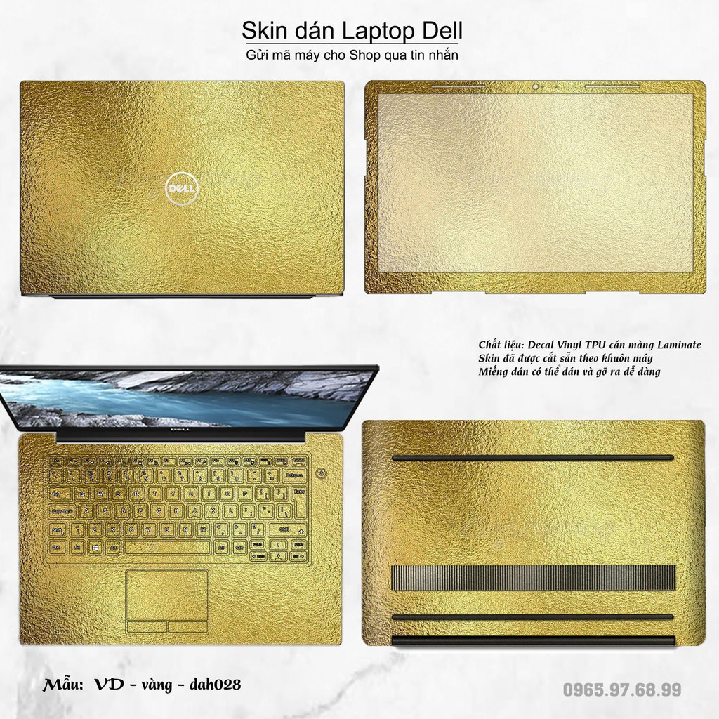 Skin dán Laptop Dell in hình vân vàng (inbox mã máy cho Shop)