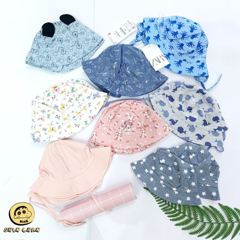 Mũ vành vải 100% Cotton H&M, Za.Ra xuất dư cho bé trai, bé gái (9 tháng đến 3 tuổi)