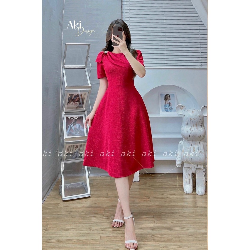 [10.10 Sales Freeship] Đầm công chúa, đầm xốp kim cương cổ tròn đính cườm tay phồng dáng dài nhã nhặn, sang trọng dx