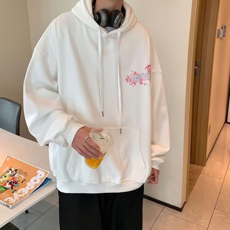 Áo Hoodie Dáng Rộng Tay Dài In Hình Cánh Hoa Anh Đào Thời Trang Mùa Thu Cho Nam Và Nữ