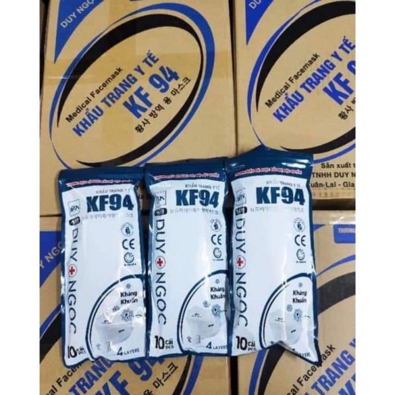 Khẩu trang y tế 4 lớp chất lượng cao, chống bụi kháng khuẩn theo tiêu chuẩn KF94 - Túi 10 chiếc khẩu trang