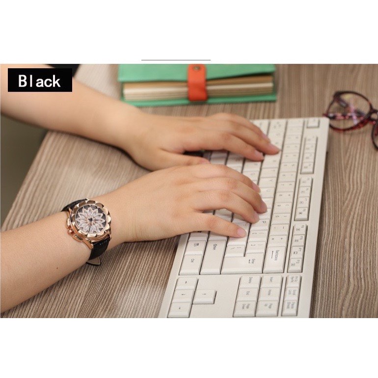 Đồng Hồ Nữ Thời Trang MS95 Dây Da Cao Cấp Mặt Bông Hoa Siêu Dễ Thương