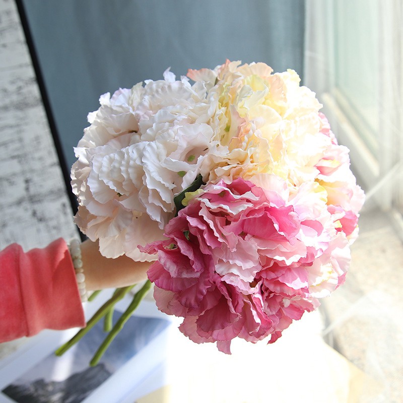 hydrangea Bó hoa tú cầu giả kích thước 34cm trang trí nhà/đám cưới cao cấp