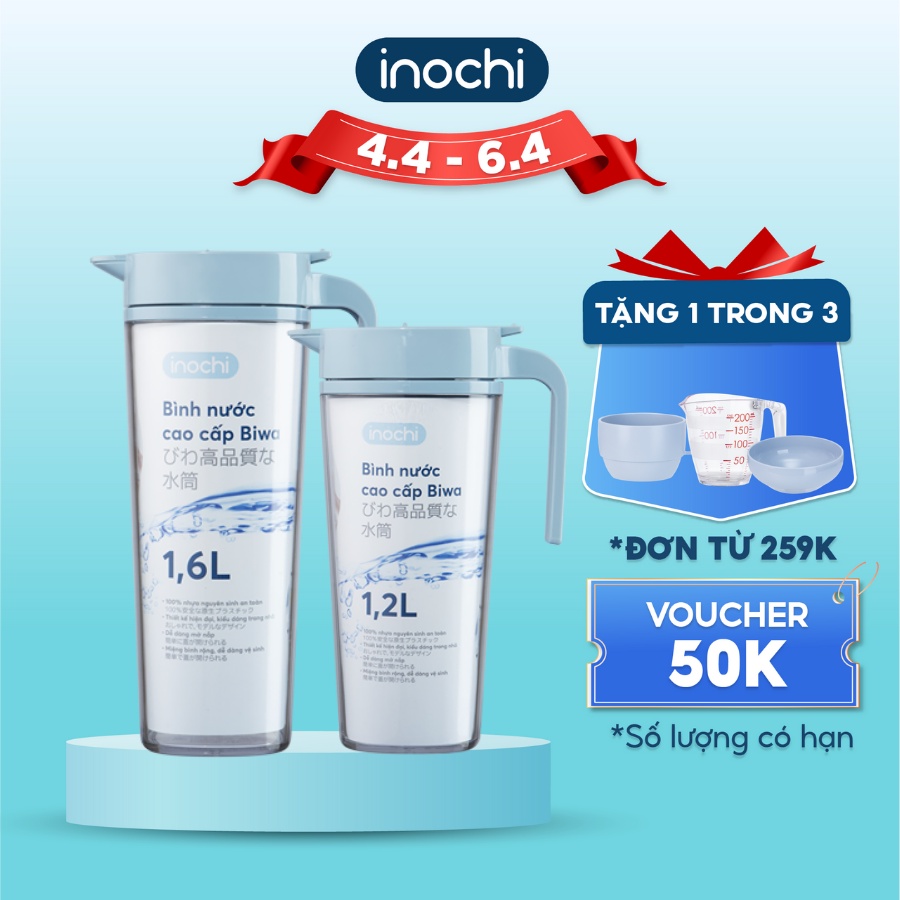 Bình Đựng Nước Biwa INOCHI Chất Liệu Nhựa Cao Cấp, An Toàn Cho Sức Khoẻ (1.2L - 1.6L)