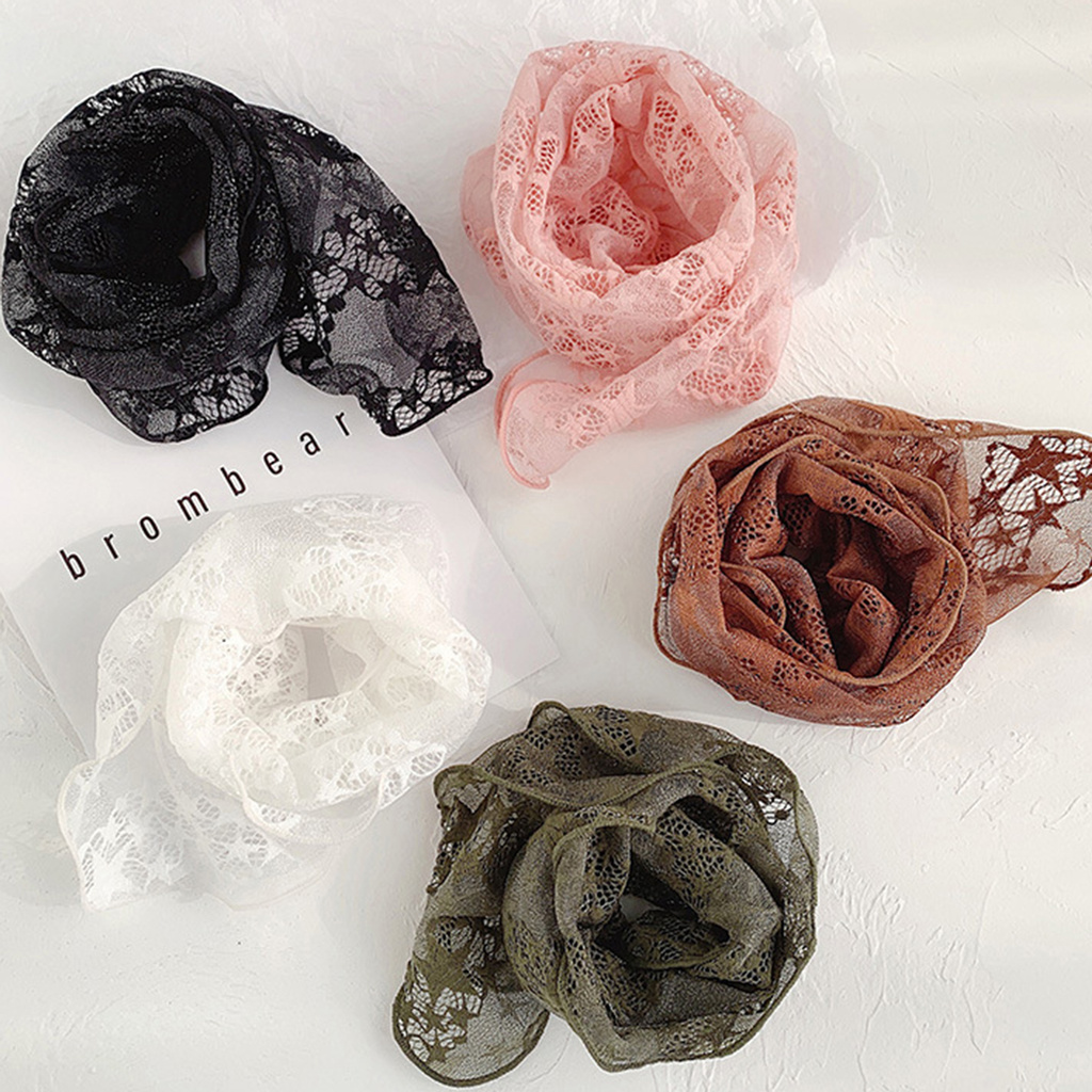 SBaby_ Hair Scrunchie Printed Headdress Lace Ladies Hair Scarf Scrunchie for Daily Wearing