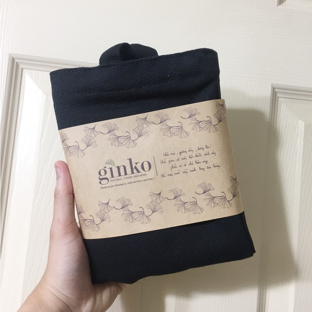 Túi Vải Tote Ginko Dây Kéo Phong Cách ulzzang Hàn Quốc In Hình Monogram B09