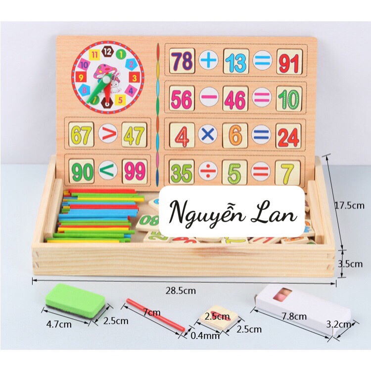 Hộp 100 số kèm que tính học toán bằng gỗ - Đồ chơi thông minh cho bé