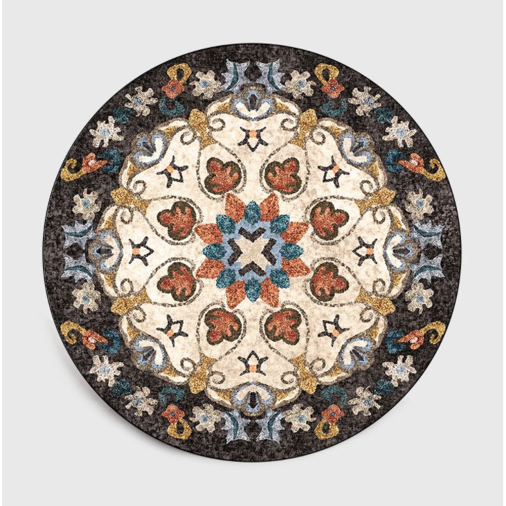 Thảm trải sàn hình tròn phong cách Bohemian Cổ Điển 80cm