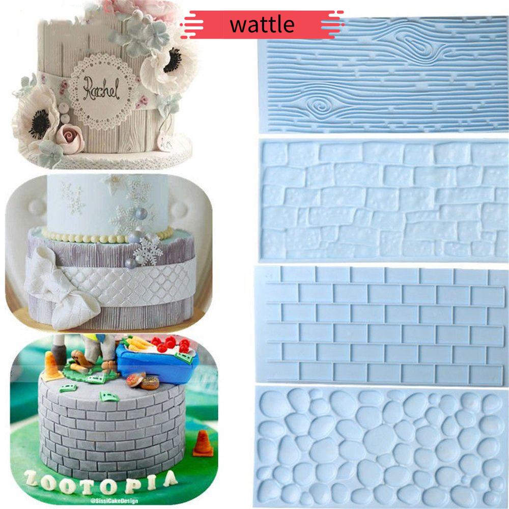 Set 2 khuôn silicone tạo hình vân gỗ trang trí bánh DIY