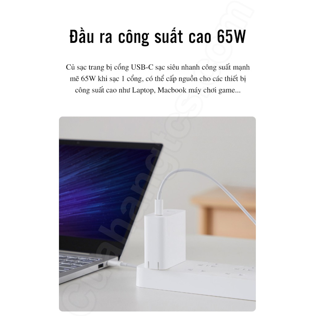 Củ sạc 65w 2A1C Xiaomi AD653 chuẩn PD 3 cổng - Cốc sạc nhanh Xiaomi AD653 3 cổng 65w