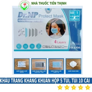 khẩu trang y tế Dr NP giấy kháng khuẩn 4 lớp lọc bụi chống khuẩn, virus, nắng và tia UV hộp 50 cái