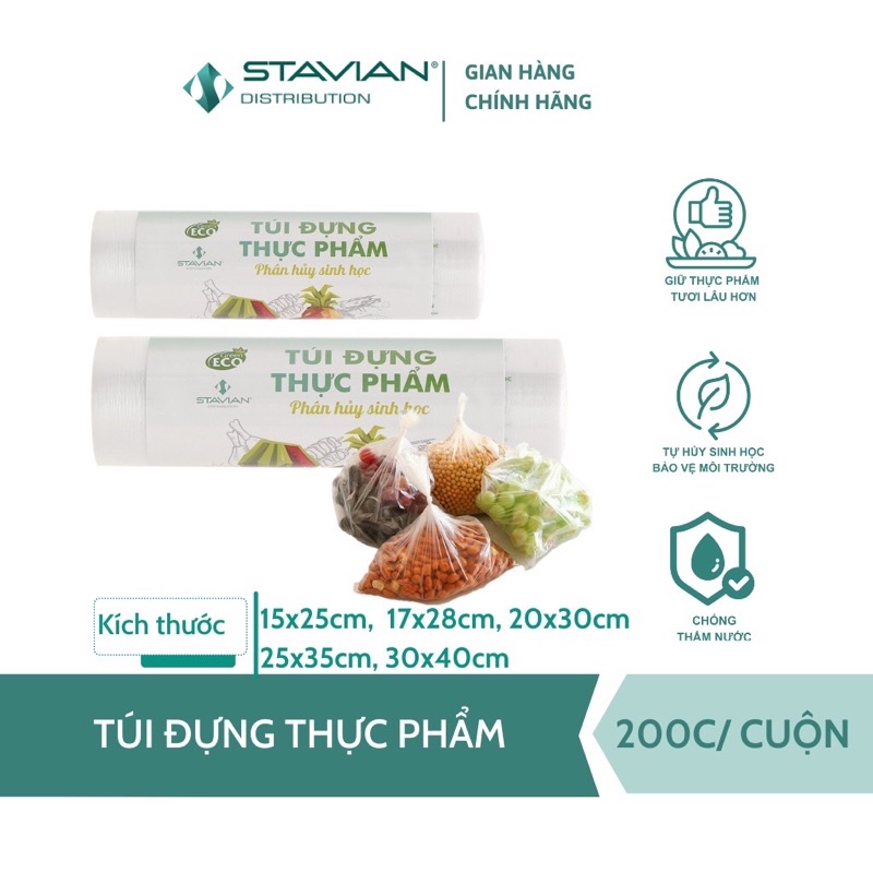 TÚI ĐỰNG THỰC PHẨM PHÂN HUỶ SINH HỌC -GREE ECO SIZE  Và  100-200 cái