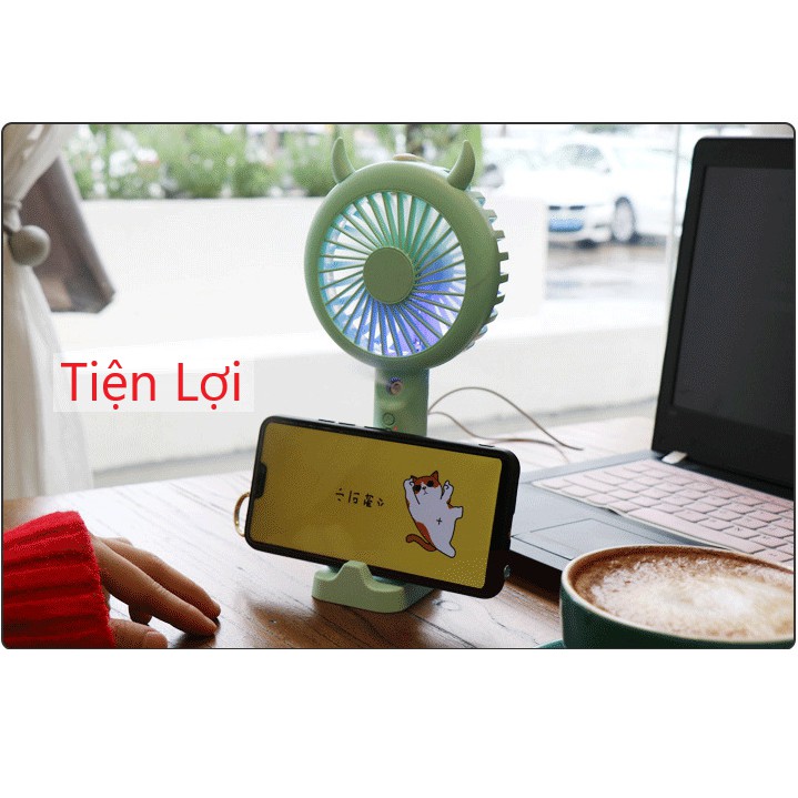 MÁY PHUN SƯƠNG KIÊM QUẠT Mini Cầm Tay Tích Điện Phun Sương Hơi Nước Tạo Ẩm 1200mAh - Hàng Chuẩn