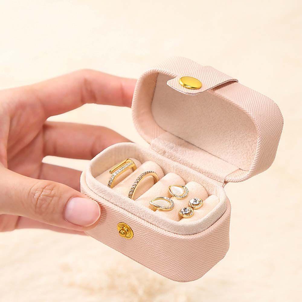 Hộp Đựng Trang Sức Mini Bằng Da PU Chống Nước Đơn Giản Giá Đỡ