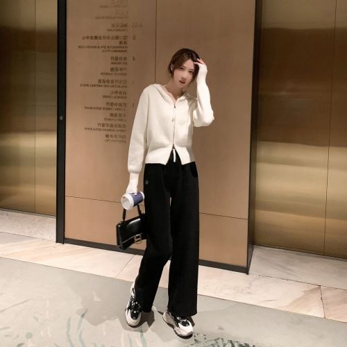 Áo Khoác cardigan Dệt Kim Màu Trơn Có Mũ Phối Khóa Kéo Thời Trang Hàn Quốc