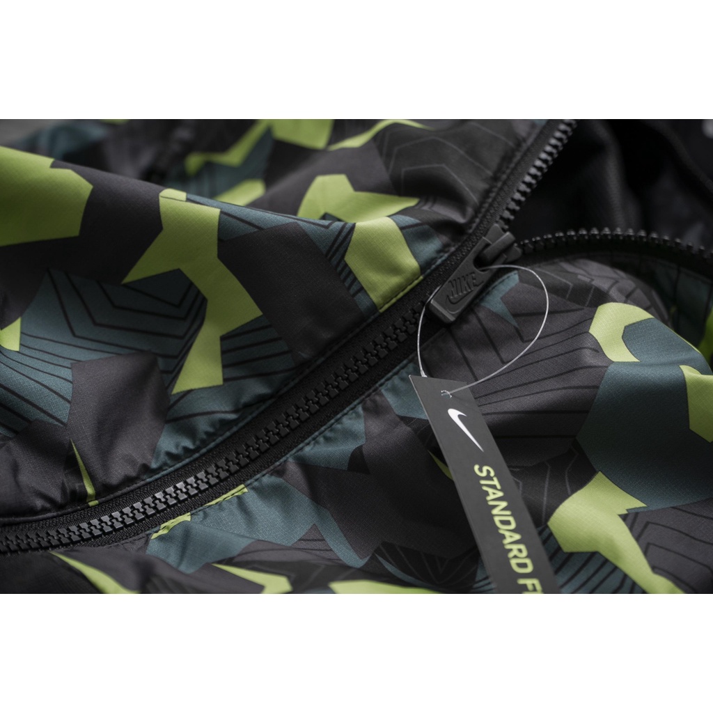 [CHÍNH_HÃNG] ÁO KHOÁC NIKE BADLANDS CAMO WINDBREAKER JACKET - XANH LÁ