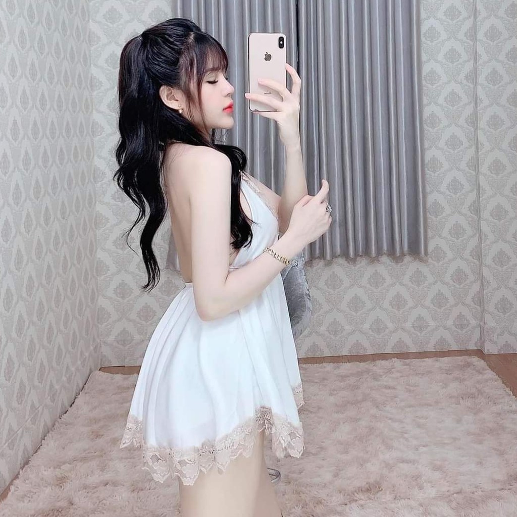 Váy ngủ sexy ❣️FREE SHIP❣️ Váy yếm + quần vải vatin <60kg | BigBuy360 - bigbuy360.vn