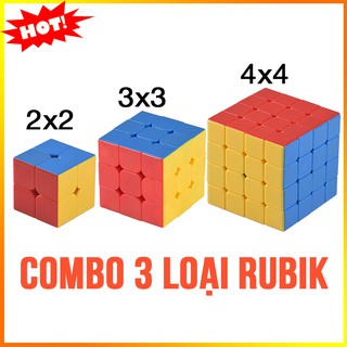 Combo 3 Loại Rubik 2x2 3x3 4x4 Đẹp, Xoay Trơn, Không Rít, Độ Bền Cao. Đồ Chơi Thông Minh.