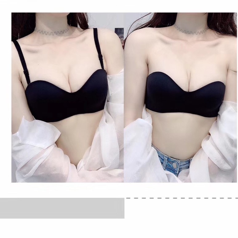 [Che tên] Áo Ngực quây cúp ngang su chống tụt không gọng,đệm mỏng_kèm dây vai AL016